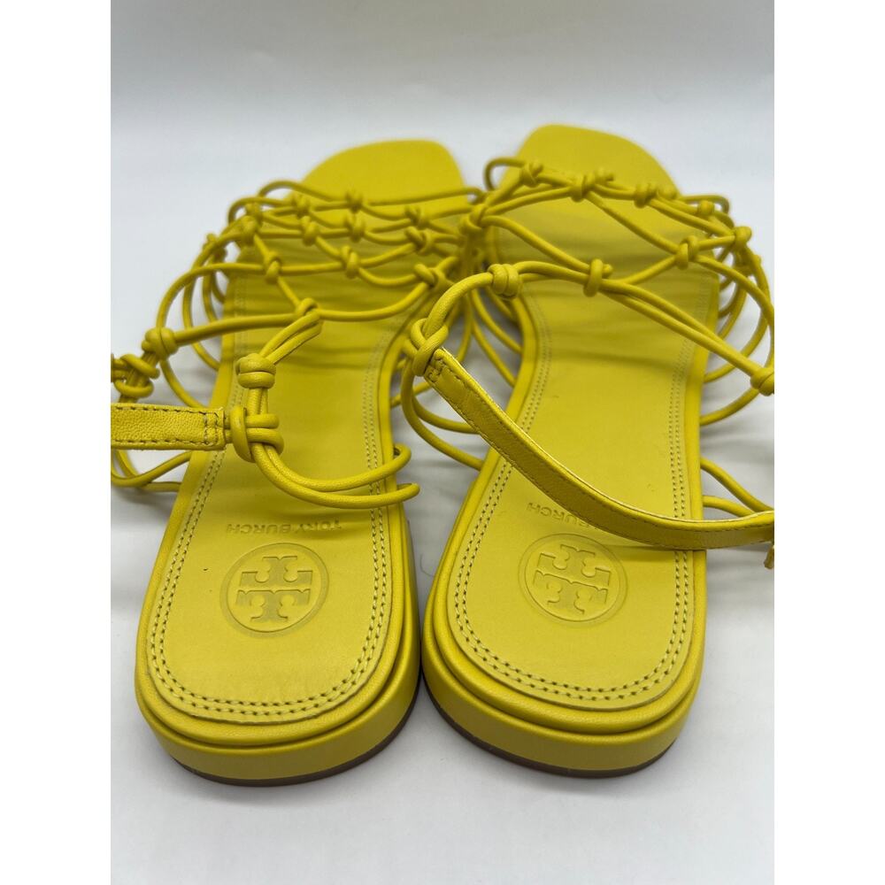 Tory Burch Barley There Knotted Flat Calendula Leather Sandals Size 10.5 NEW - Picture 8 of 16